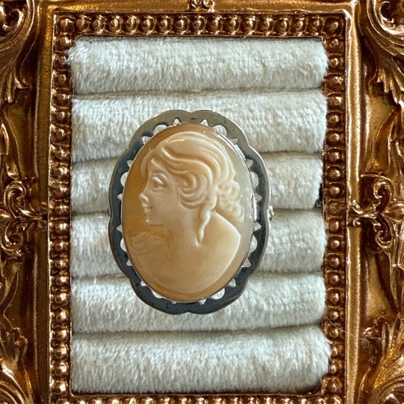 Vintage Italian Sterling Silver Cameo Ring 925 Italy Size 8 - Picture 8 of 8